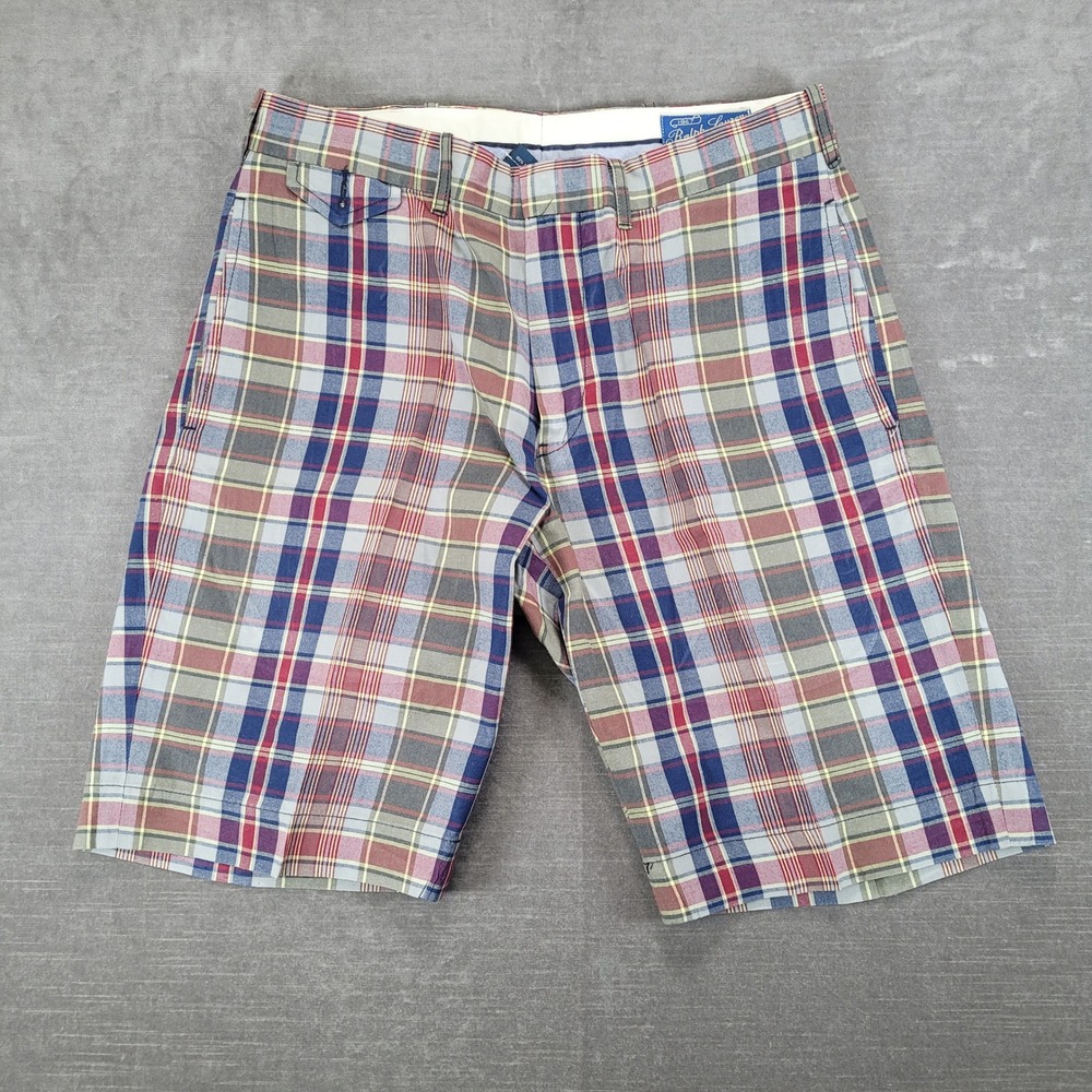 Ralph Lauren Sportswear Mens 32 Plaid Shorts Multicolor Cotton Flat Front